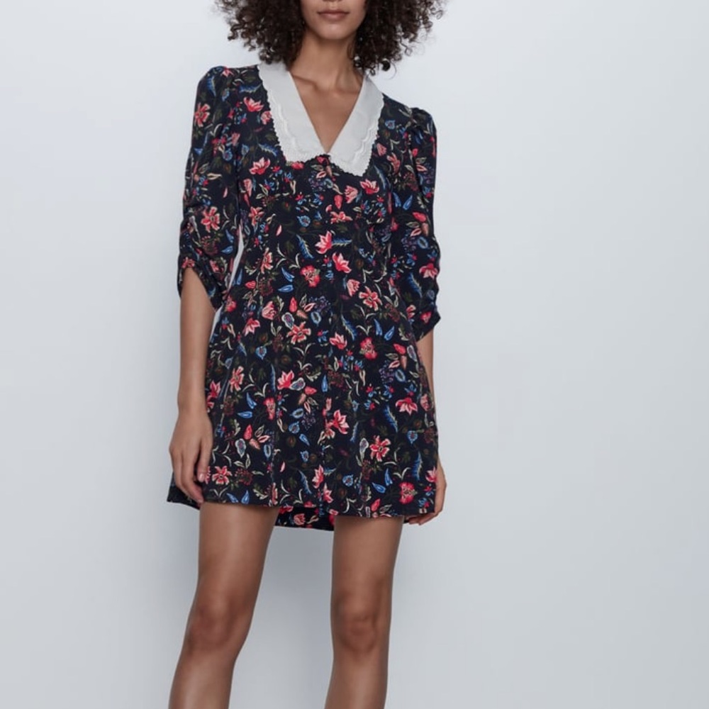 Zara Floral Dress with White Collar